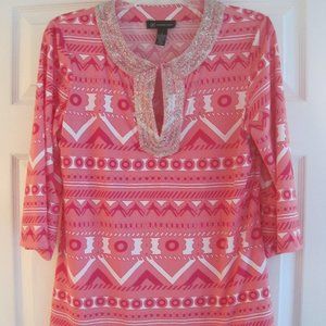 INC INTERNATIONAL CONCEPTS PINK BEADED TOP